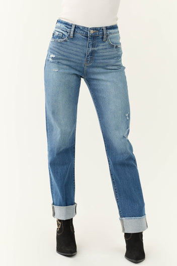 KanCan Medium Wash High Rise Straight Jeans