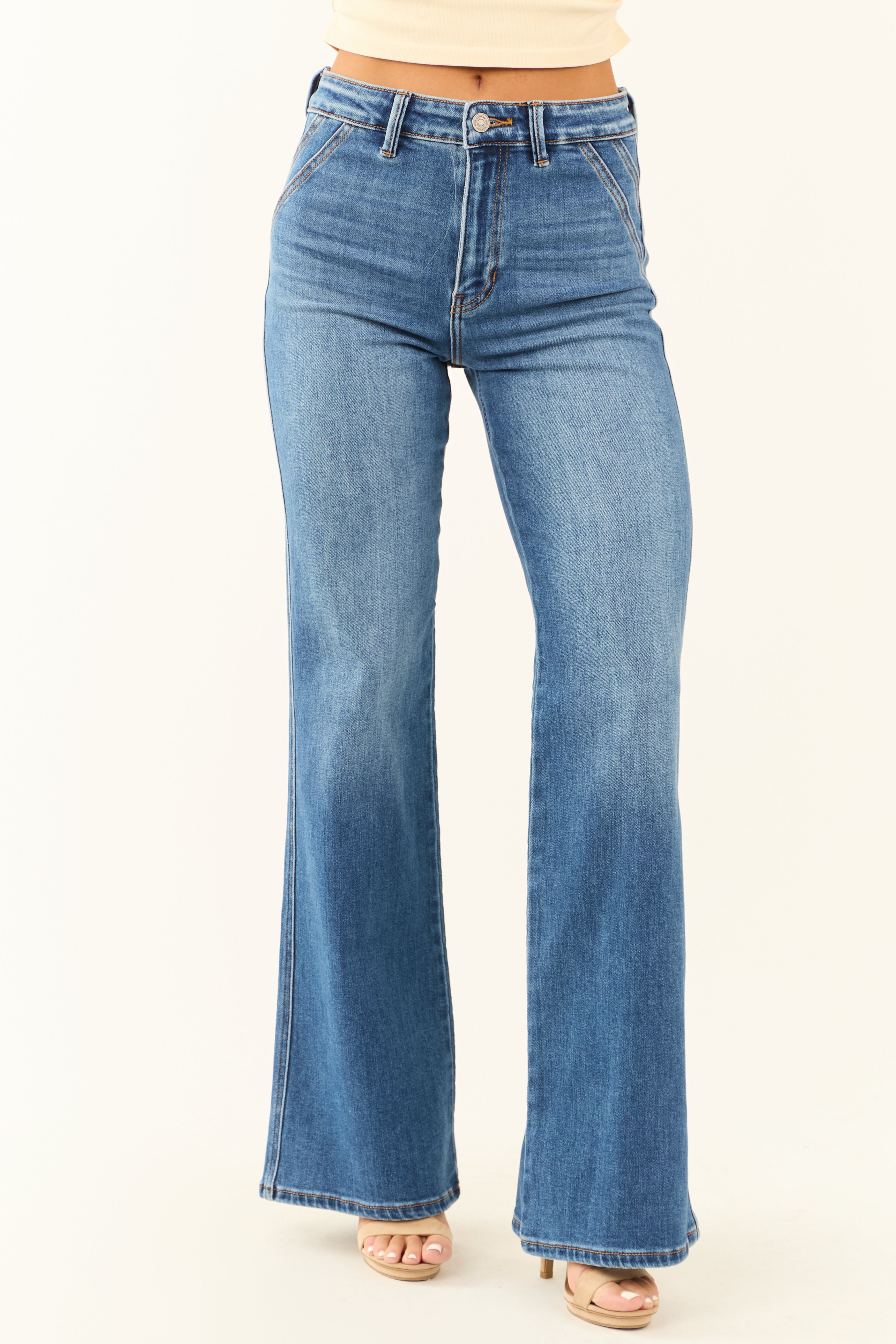 KanCan Medium Wash Ultra High Rise Flare Jeans | Lime Lush