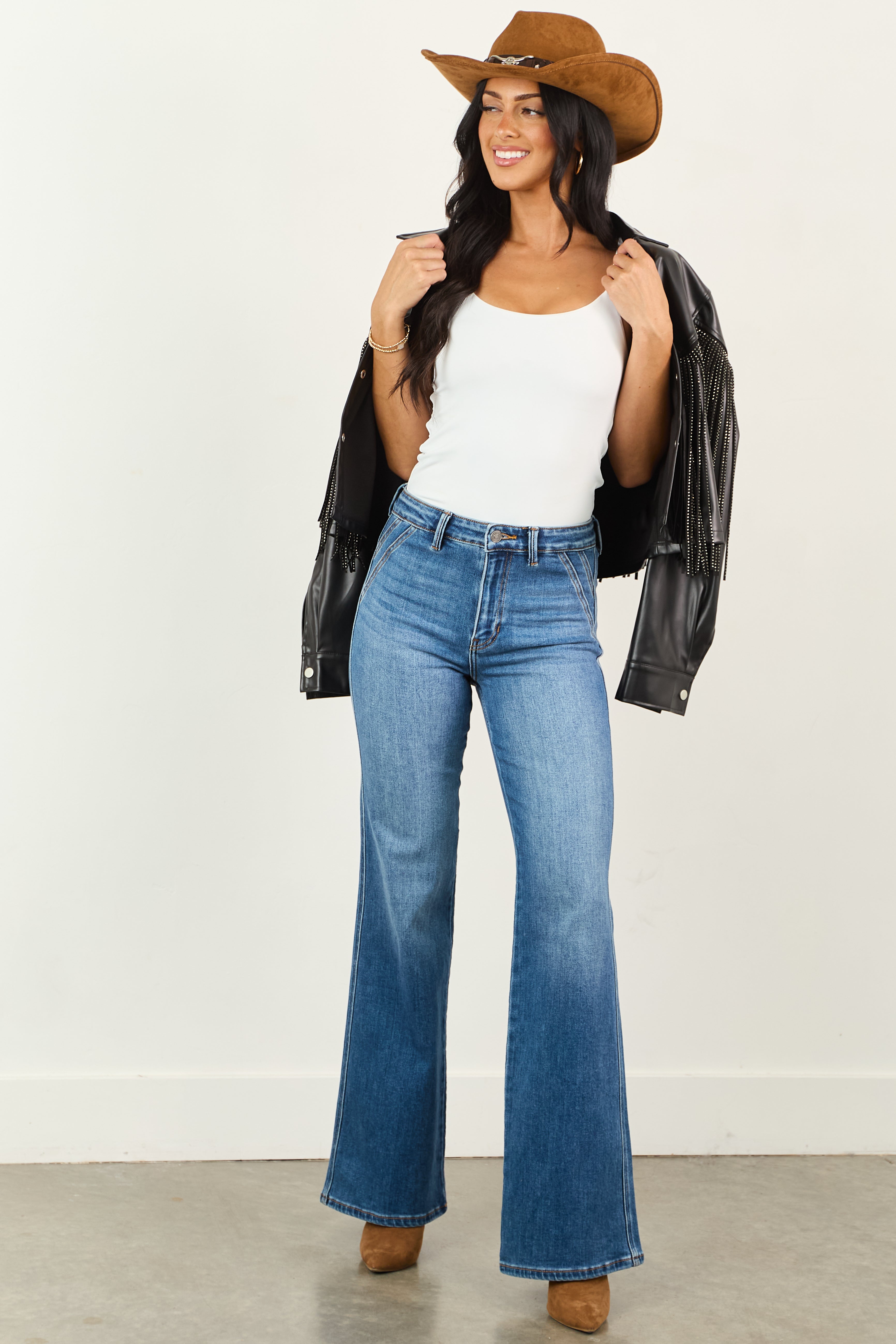 KanCan Medium Wash Ultra High Rise Flare Jeans | Lime Lush Boutique