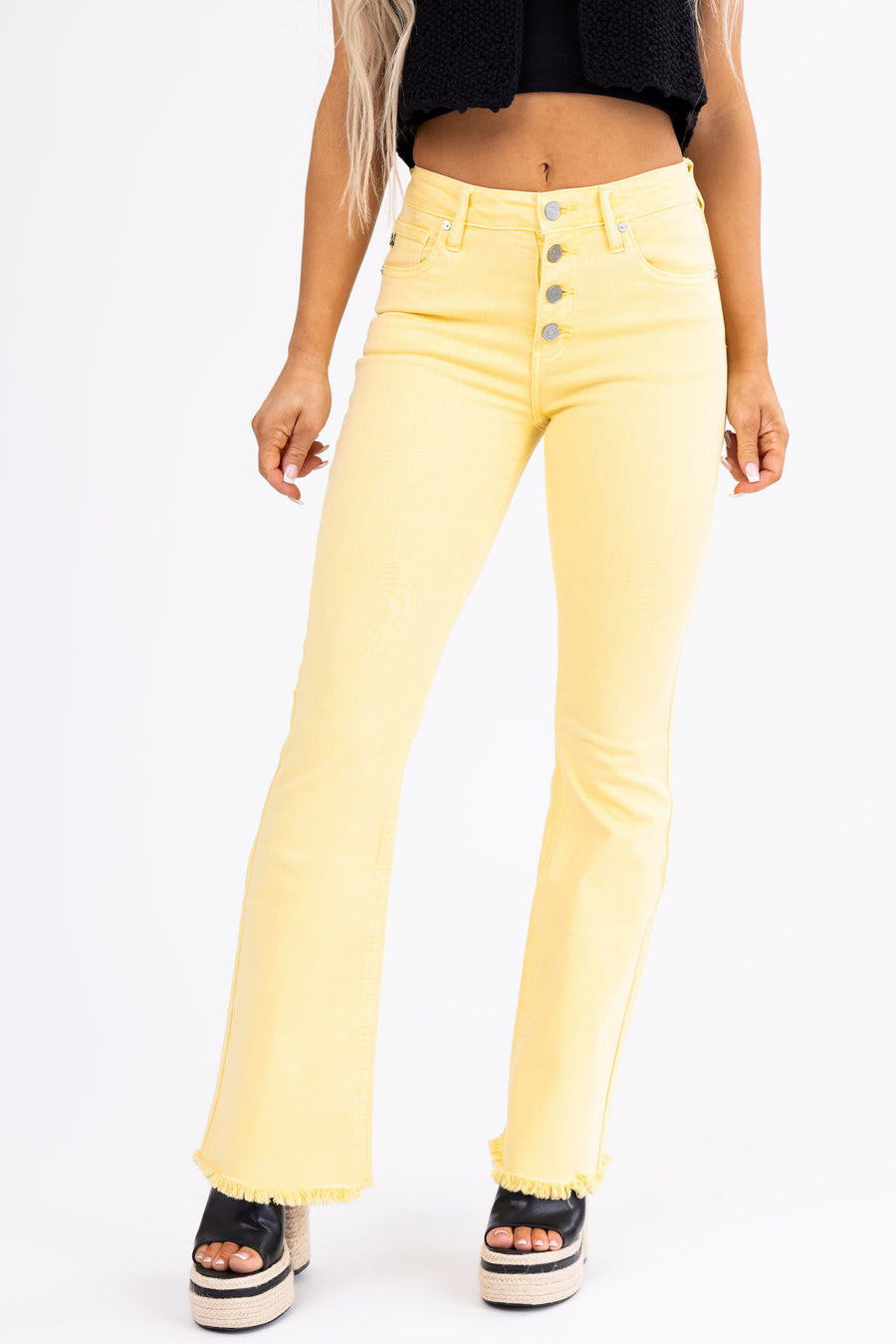 KanCan Mellow Yellow High Rise Flare Jeans