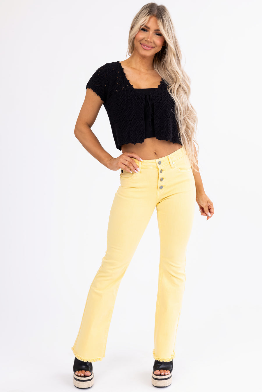 KanCan Mellow Yellow High Rise Flare Jeans