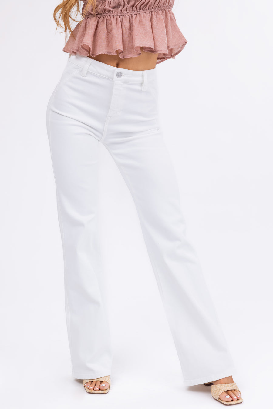 KanCan Off White Ultra High Rise Flare Jeans