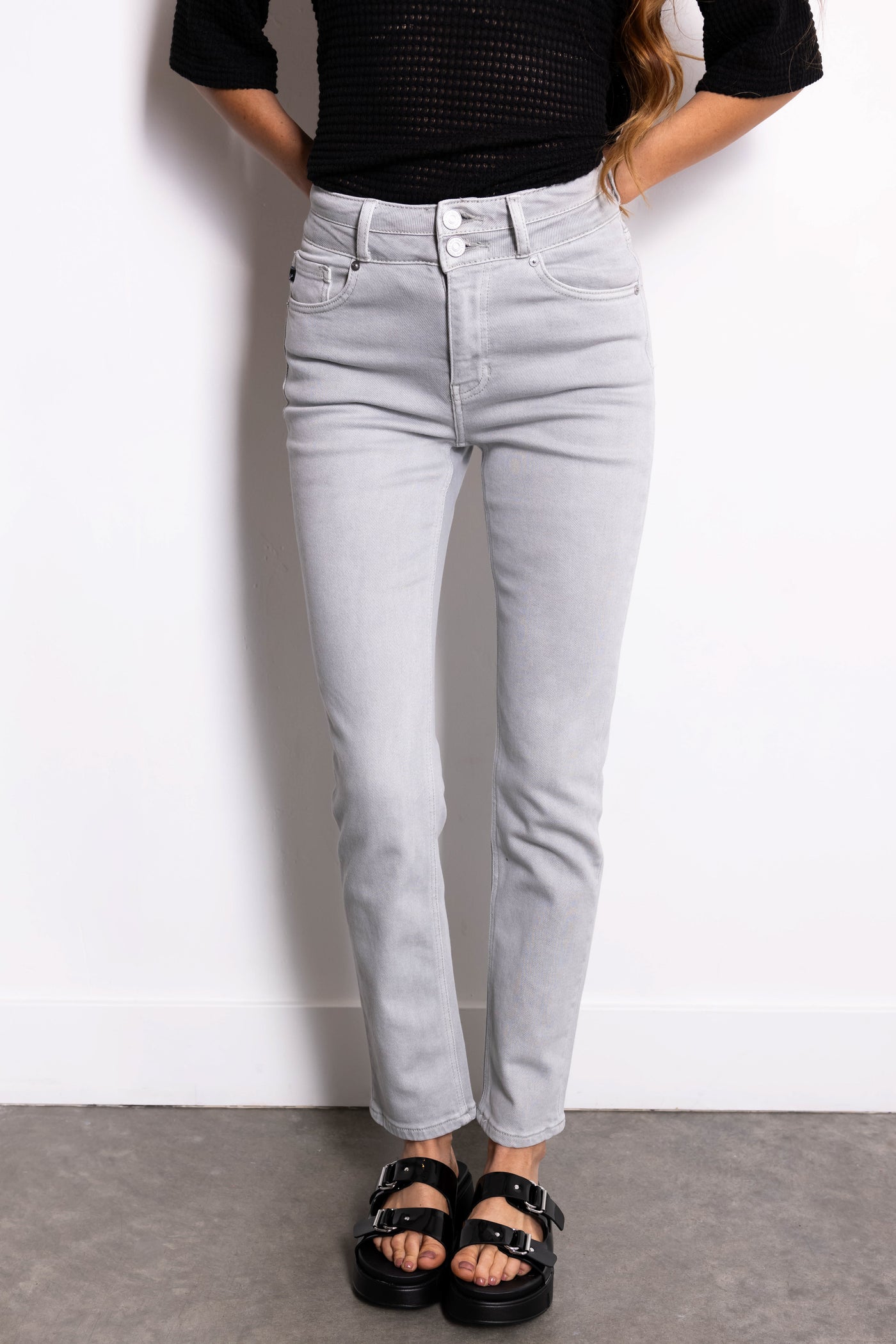 KanCan Steel High Rise Straight Leg Jeans | Lime Lush