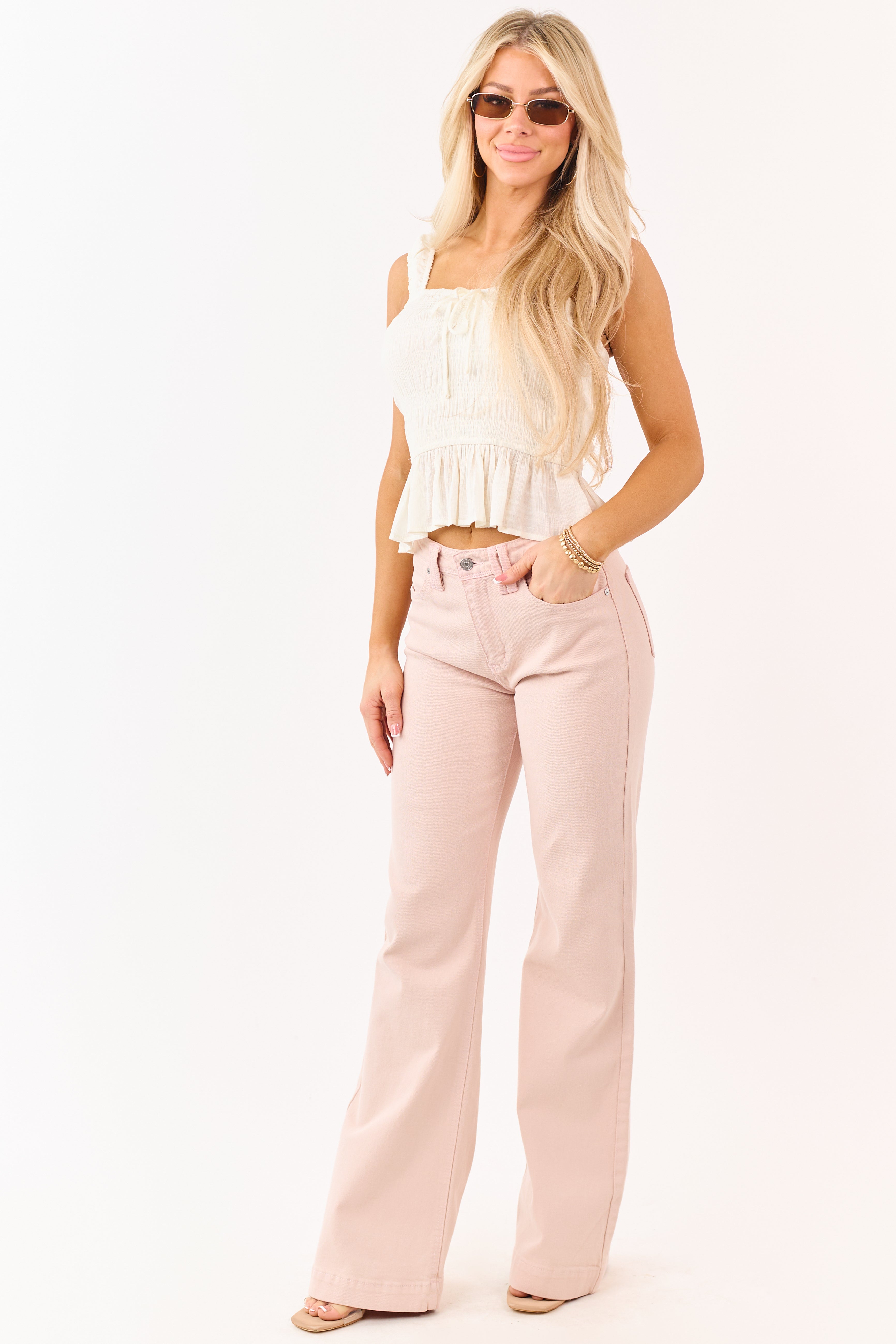 KanCan Tea Rose High Rise Wide Flare Jeans