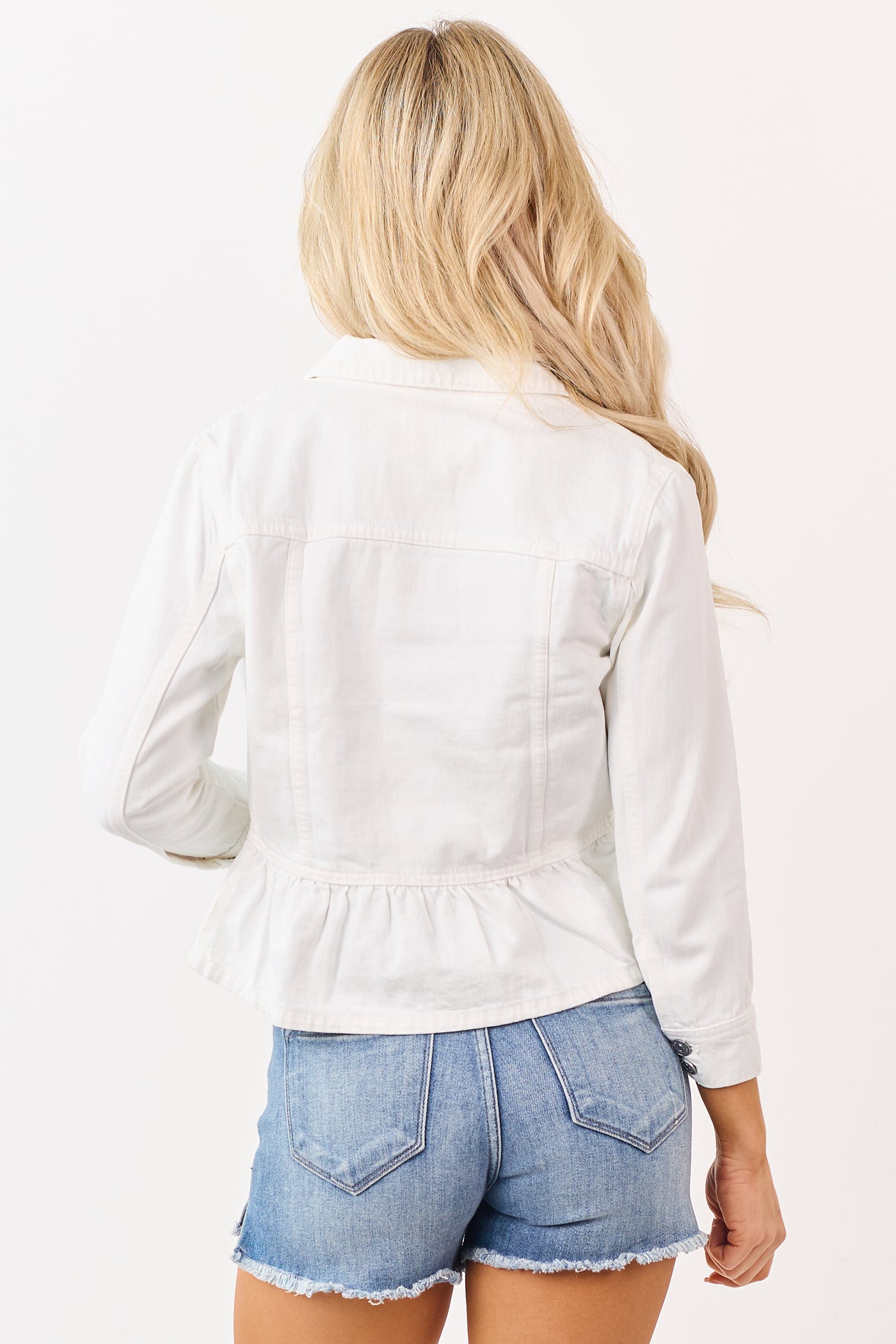 KanCan White Denim Peplum Jacket