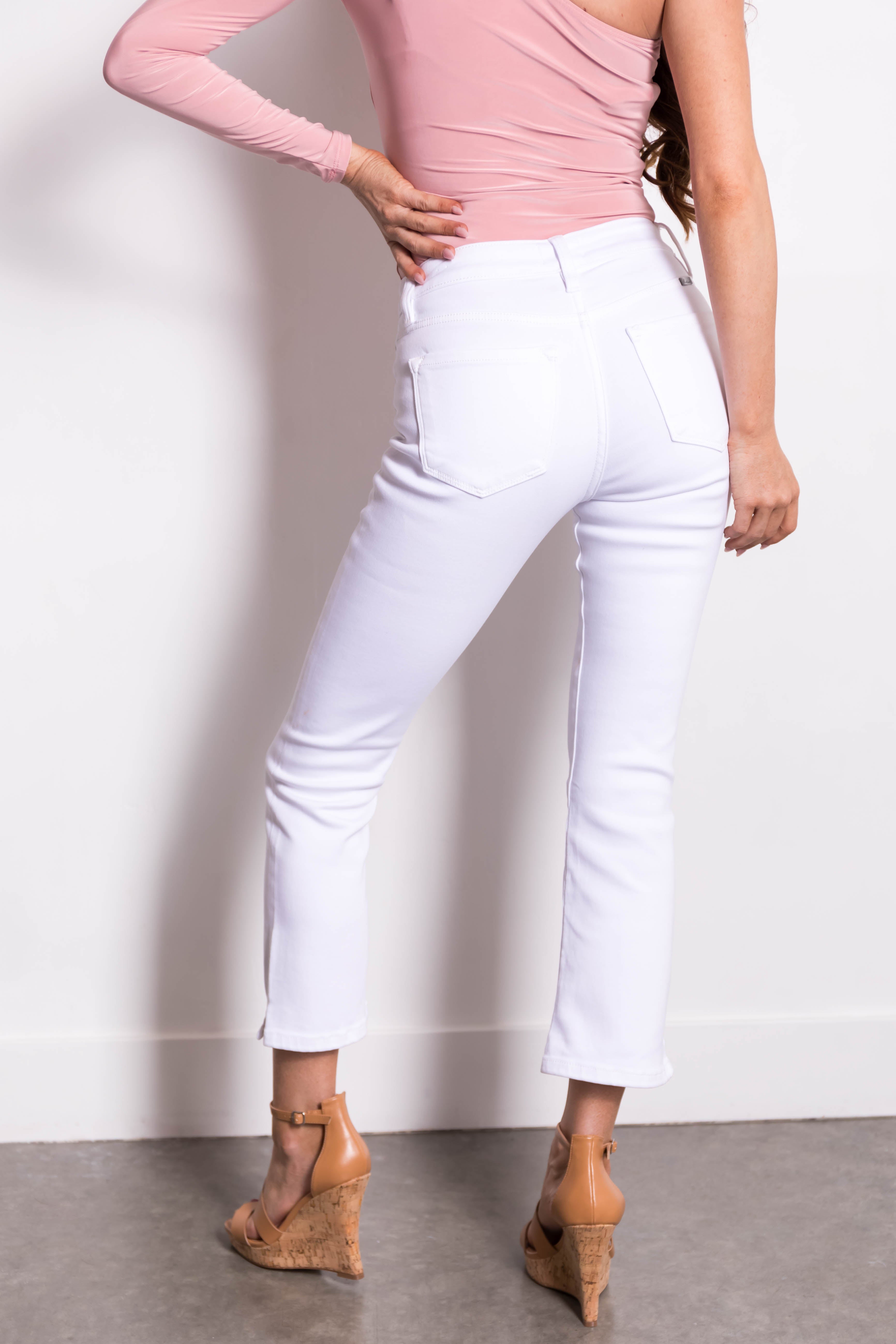 KanCan White High Rise Kick Flare Jeans | Lime Lush Boutique