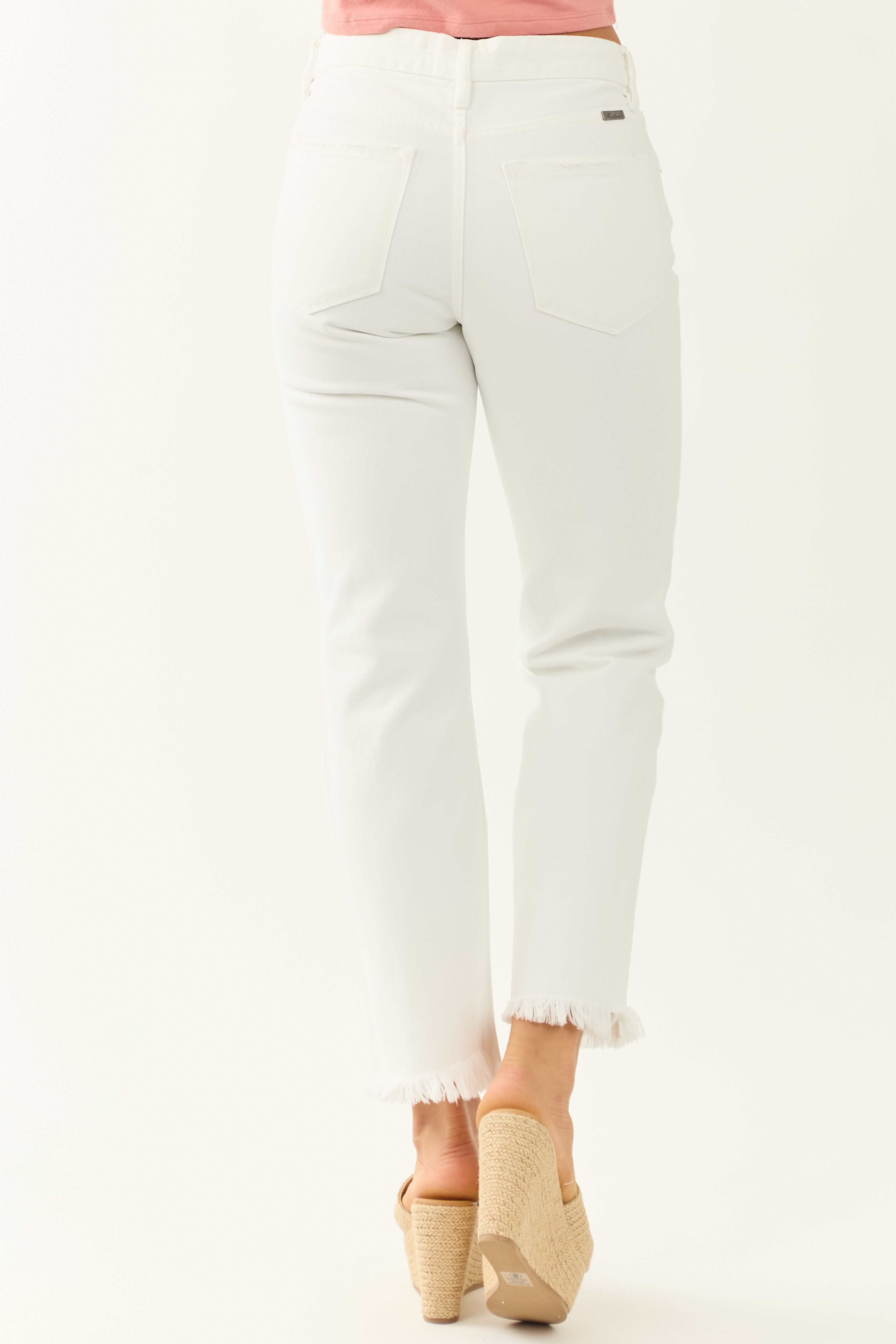 KanCan White High Rise Straight Leg Cropped Jeans | Lime Lush Boutique