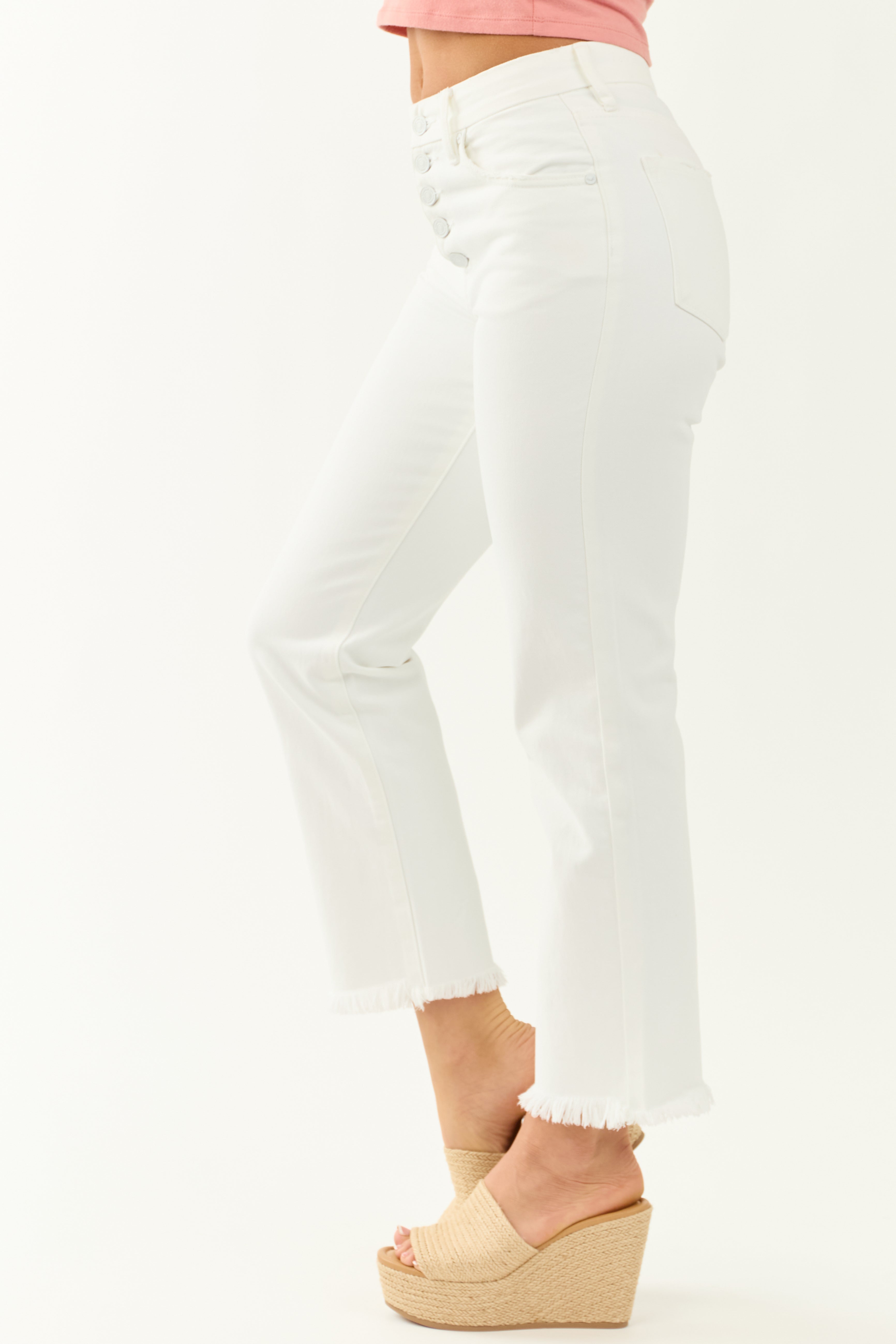 Kancan Raw Hem High Waist Cropped Jeans - Main Image