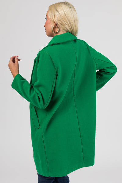 Kelly Green Collared V Neck Buttoned Coat