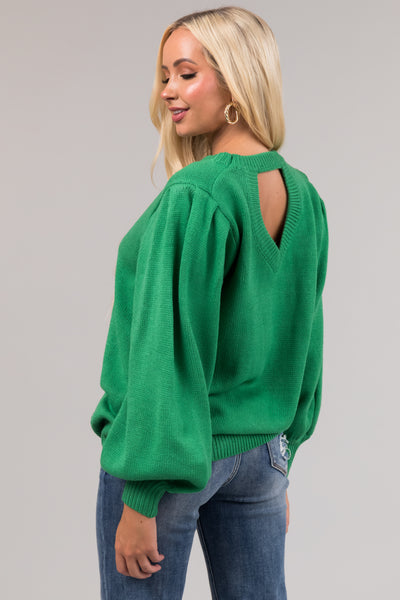 Kelly Green Cut Out Back Sweater