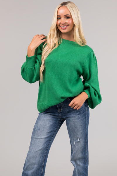 Kelly Green Cut Out Back Sweater