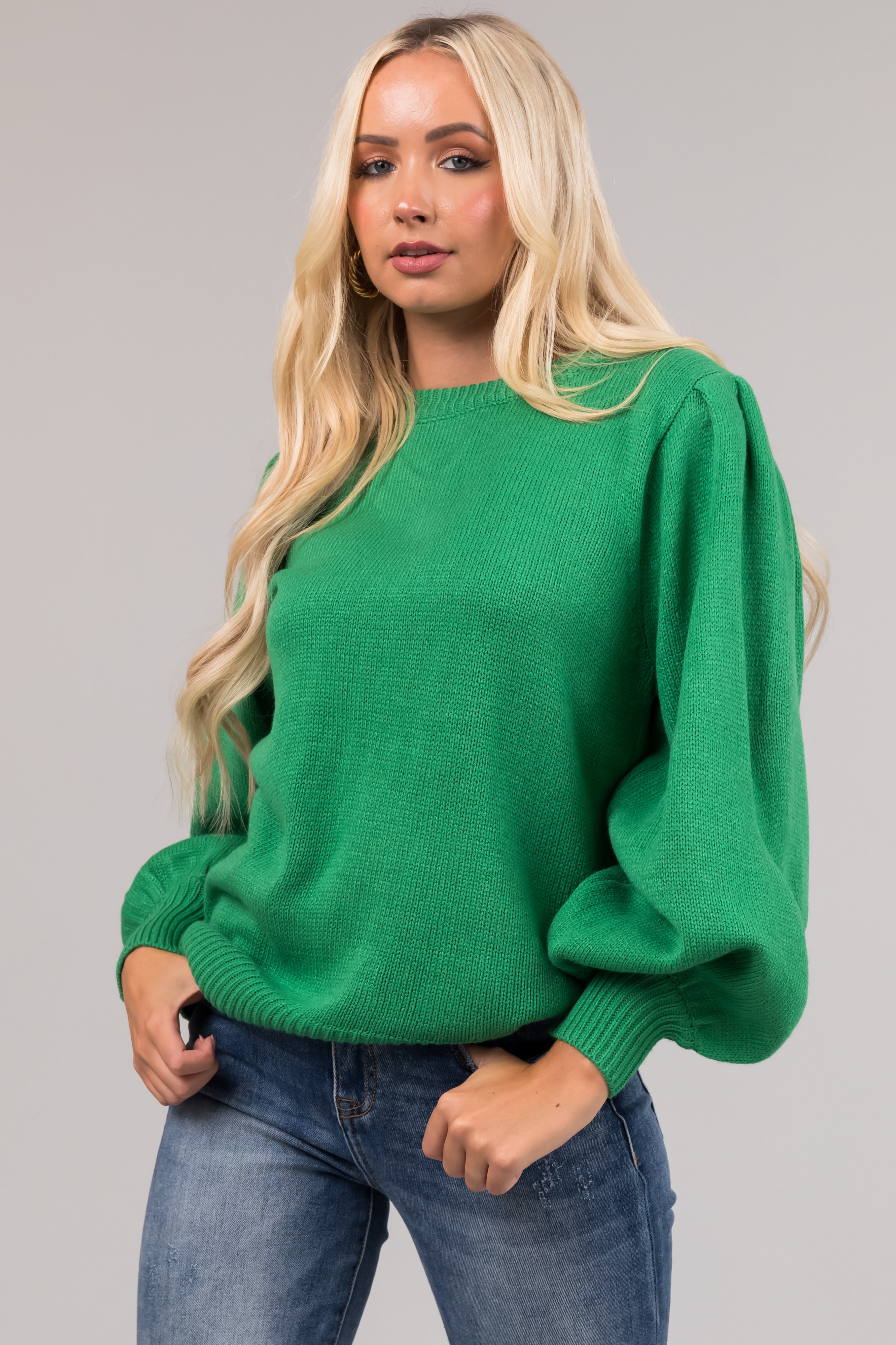 Kelly Green Cut Out Back Sweater | Lime Lush