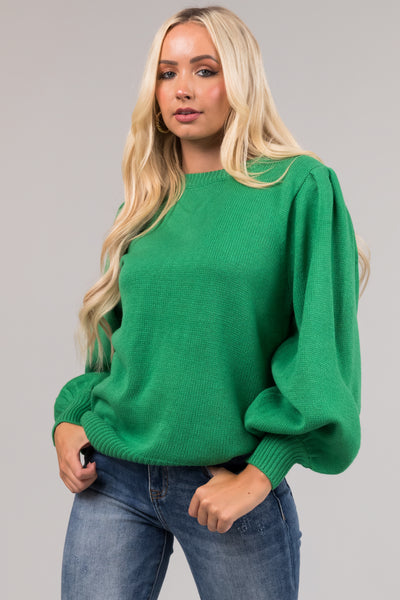 Kelly Green Cut Out Back Sweater