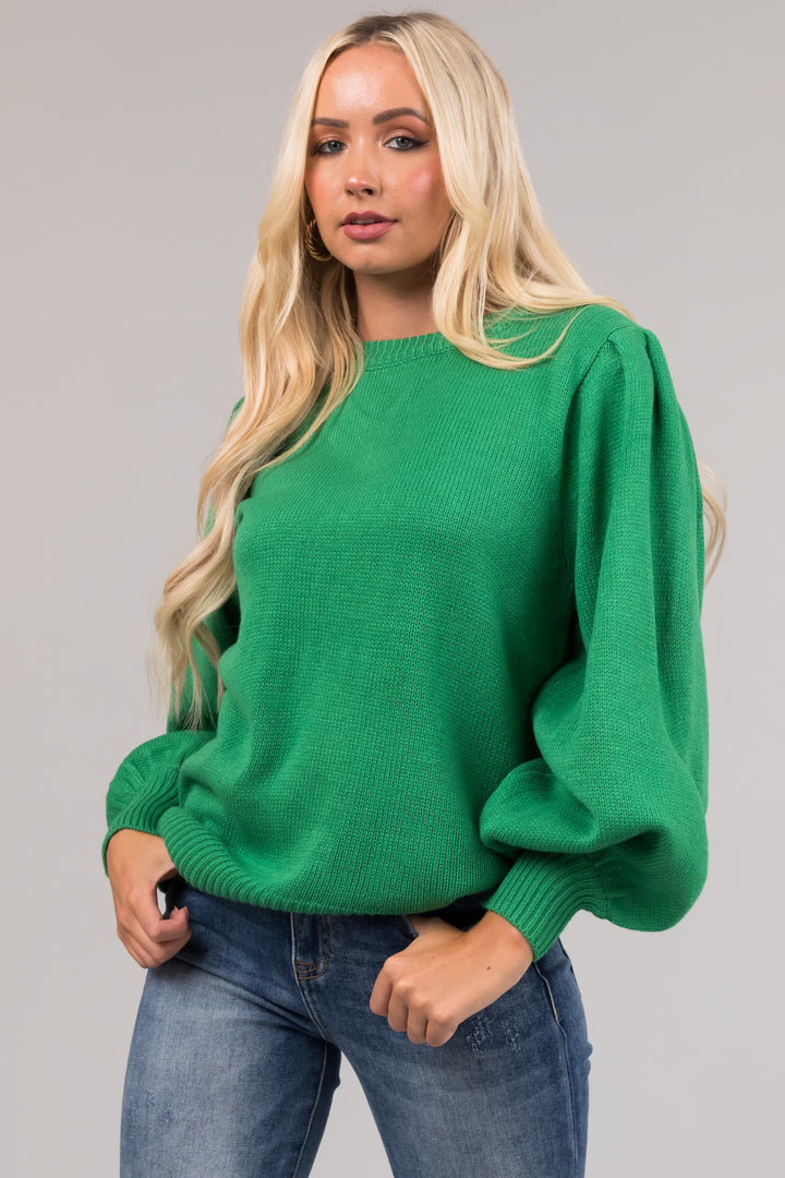 Kelly Green Cut Out Back Sweater