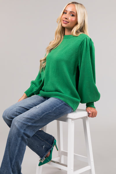 Kelly Green Cut Out Back Sweater