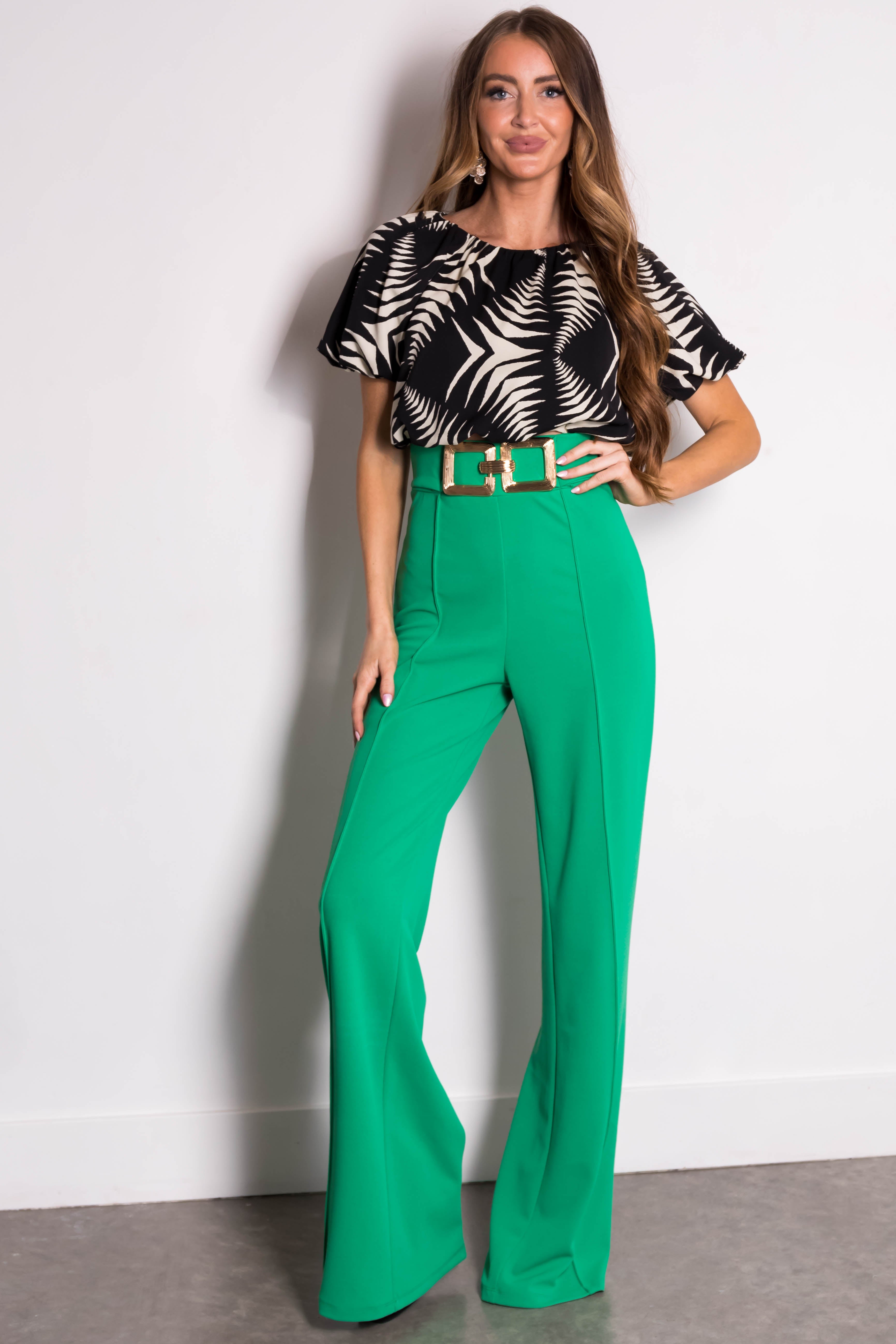 kelly green dress pants Victoria High Waisted Dress Pants - Kelly Green