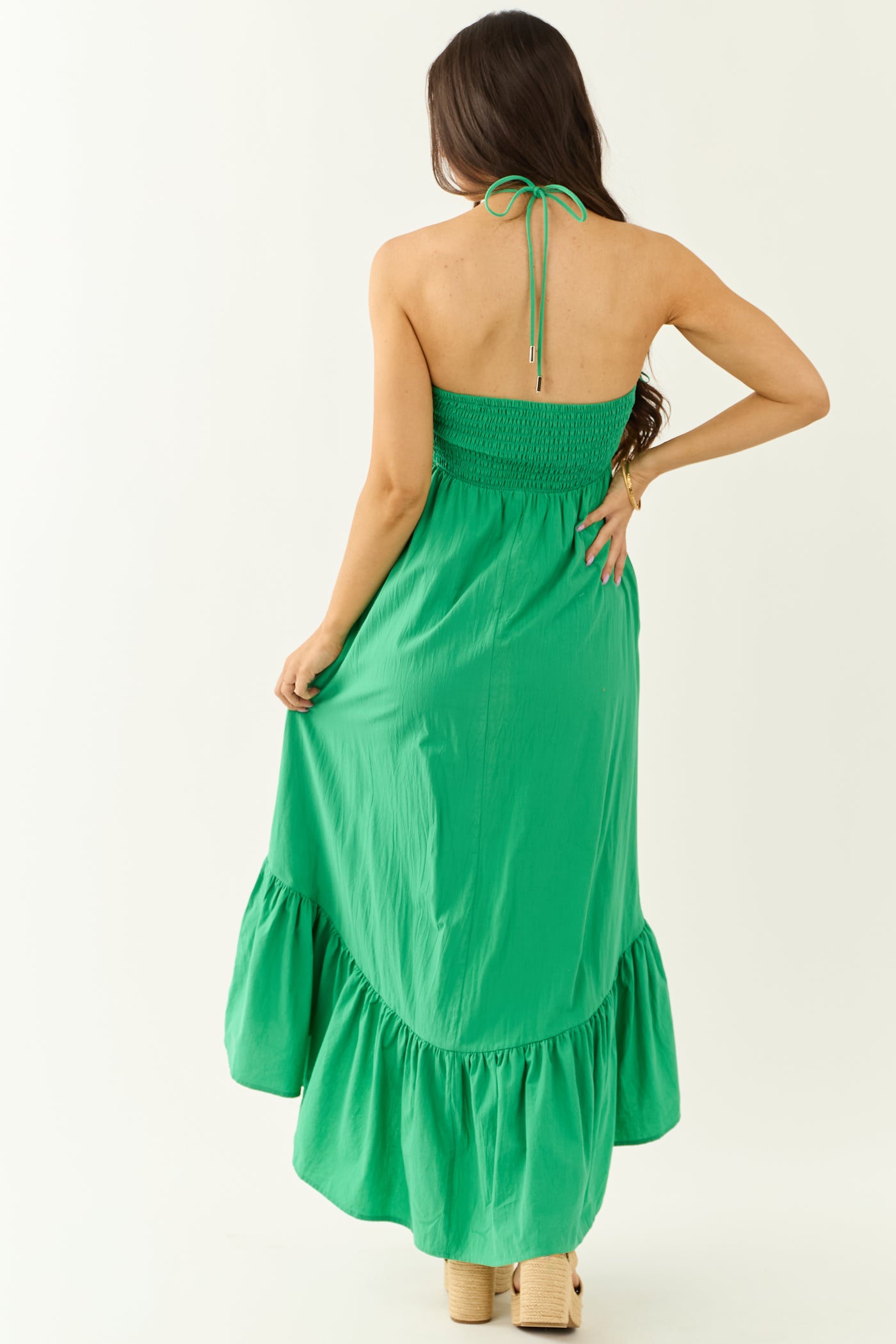 kelly green cotton dress COTTON SIDE TIE DRESS- KELLY GREEN The Palm Tree Boutique