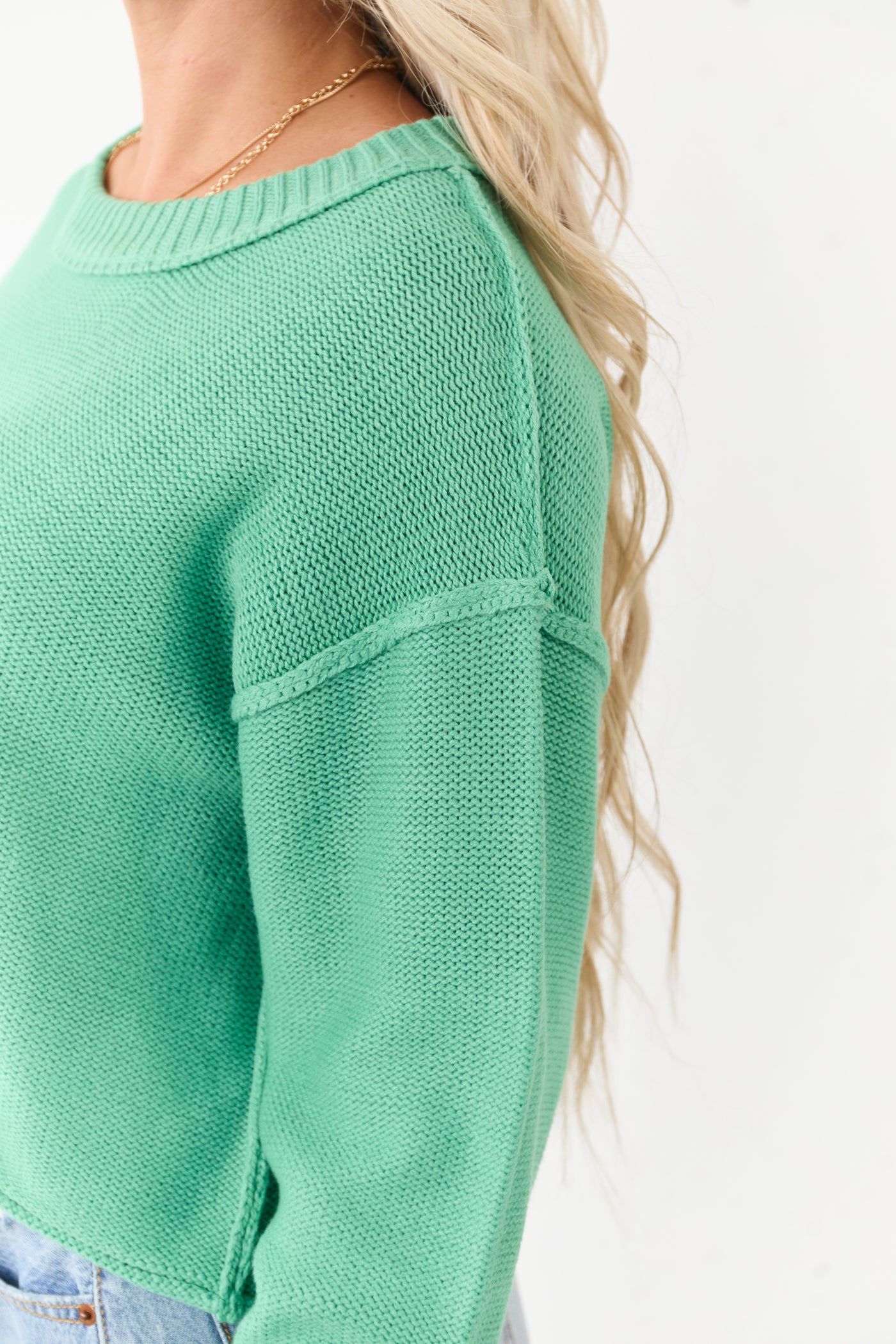 Kelly Green Long Sleeve Relaxed Knit Sweater