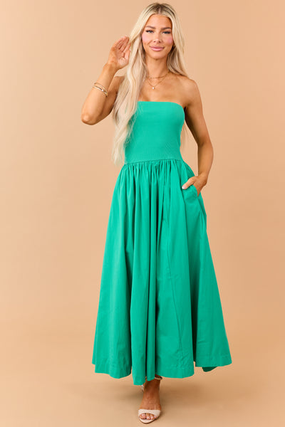 kelly green dress casual Strapless Knit Contrast Cotton Maxi Gaexia Christmas Dresses Girls together finish Filter:Size:XXS Size:S TALL