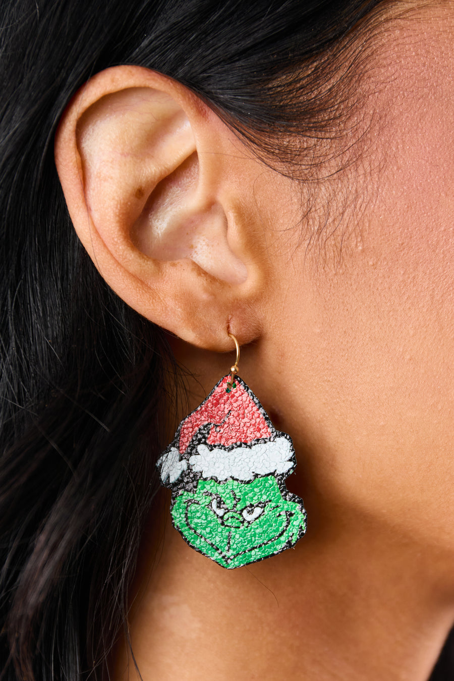 Kelly Green Holiday Glitter Back Dangle Earrings