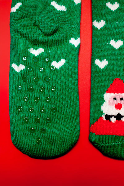 Kelly Green Santa Thick Sherpa Socks