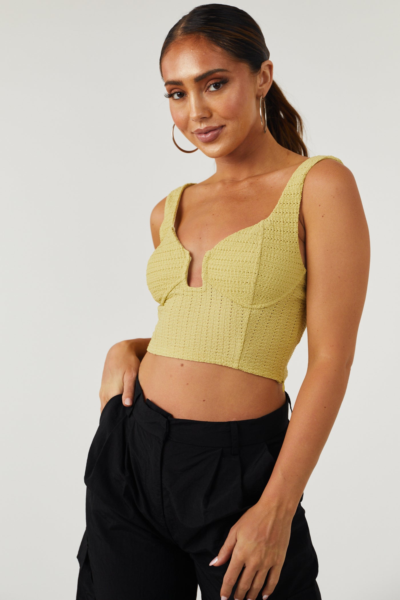 Eyelet Bralette and Tie Side Skirt Set