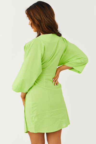 Kiwi 3/4 Kimono Sleeve Short Wrap Dress