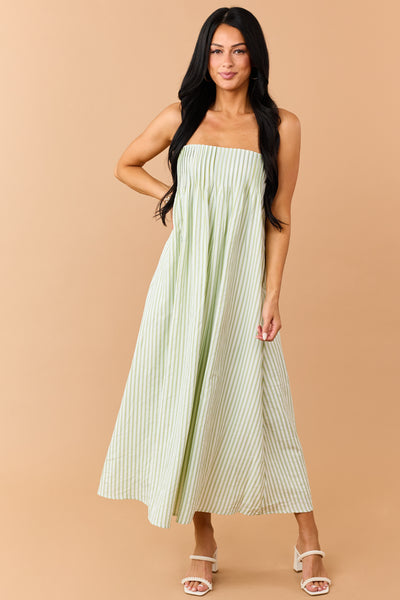 Kiwi Striped Pleated Bust Flowy Maxi Dress | Lime Lush Boutique