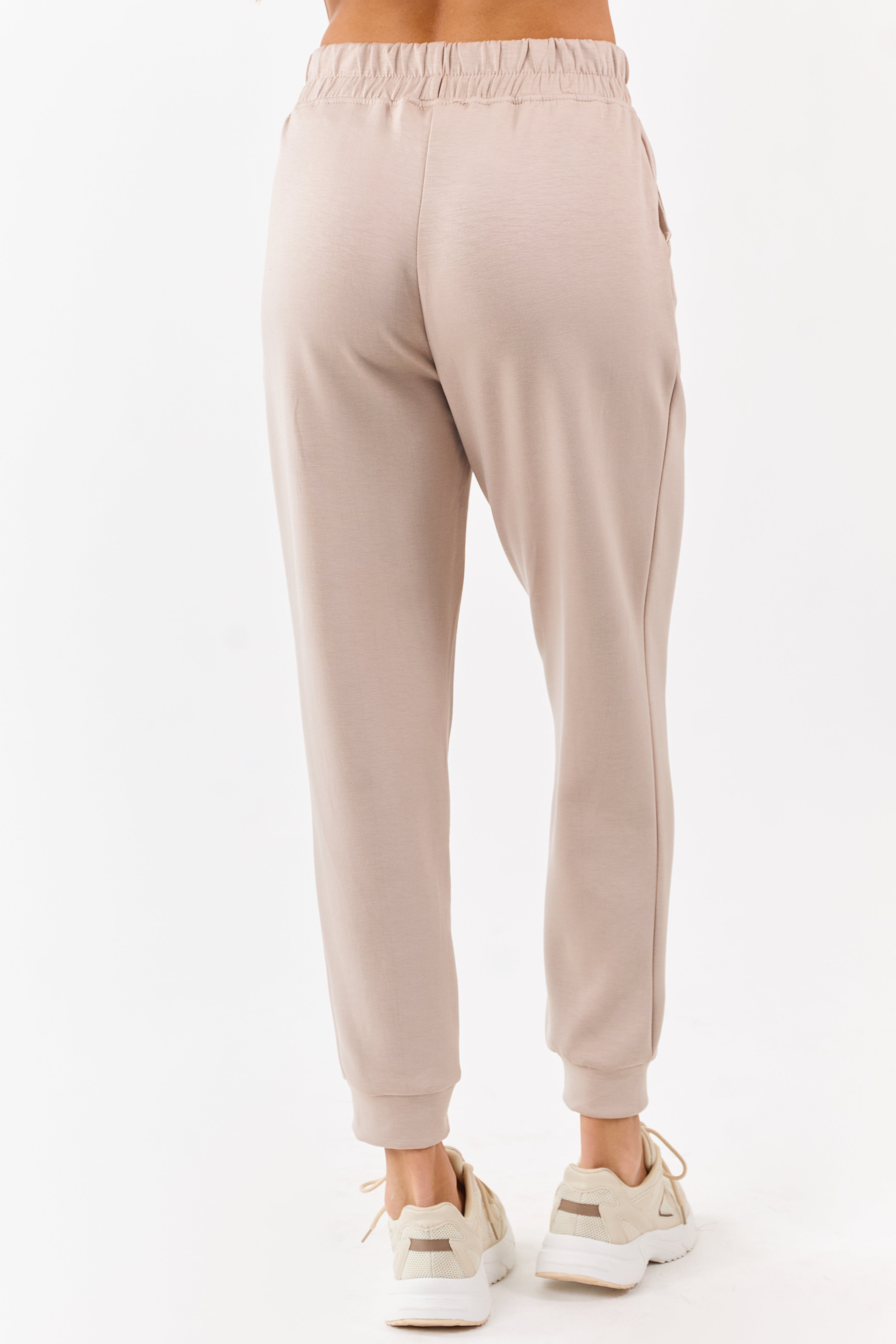 Latte Buttoned Hoodie and Sweatpants Set