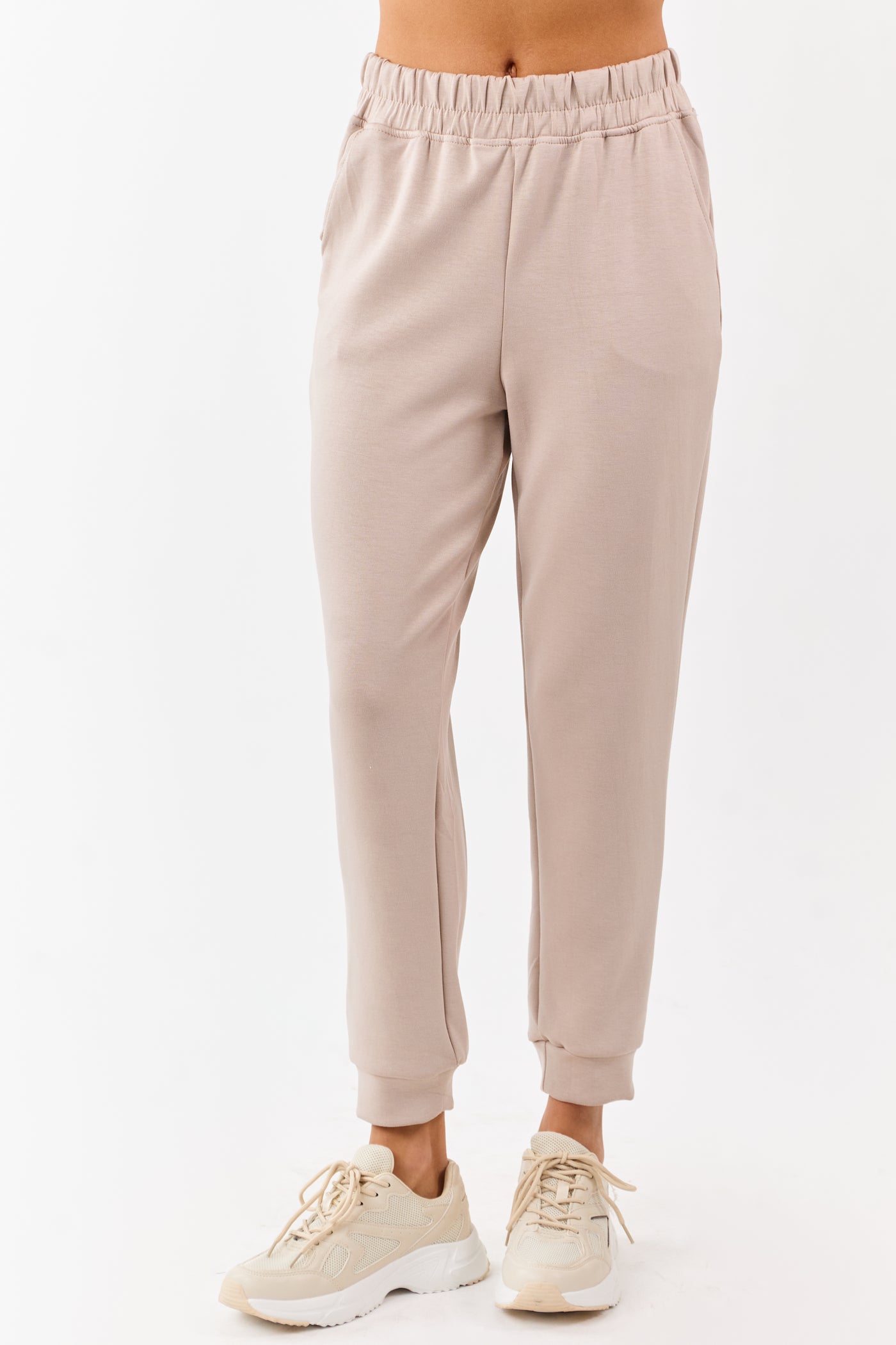 Latte Buttoned Hoodie and Sweatpants Set