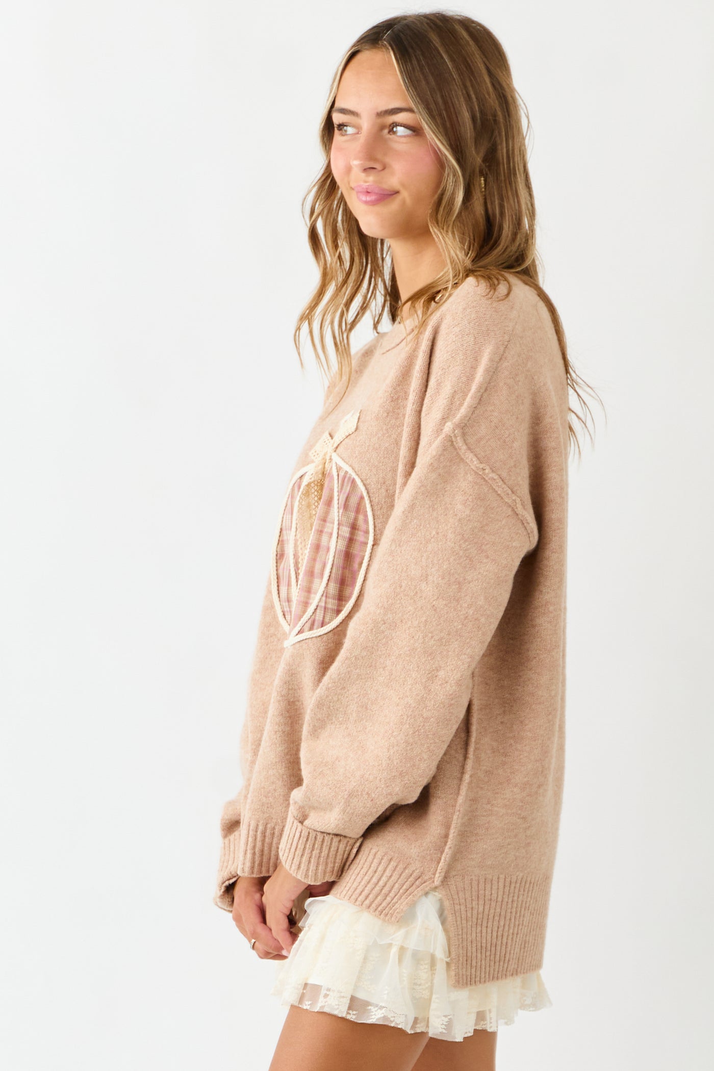Latte Pumpkin Patch Graphic Soft Knit Sweater