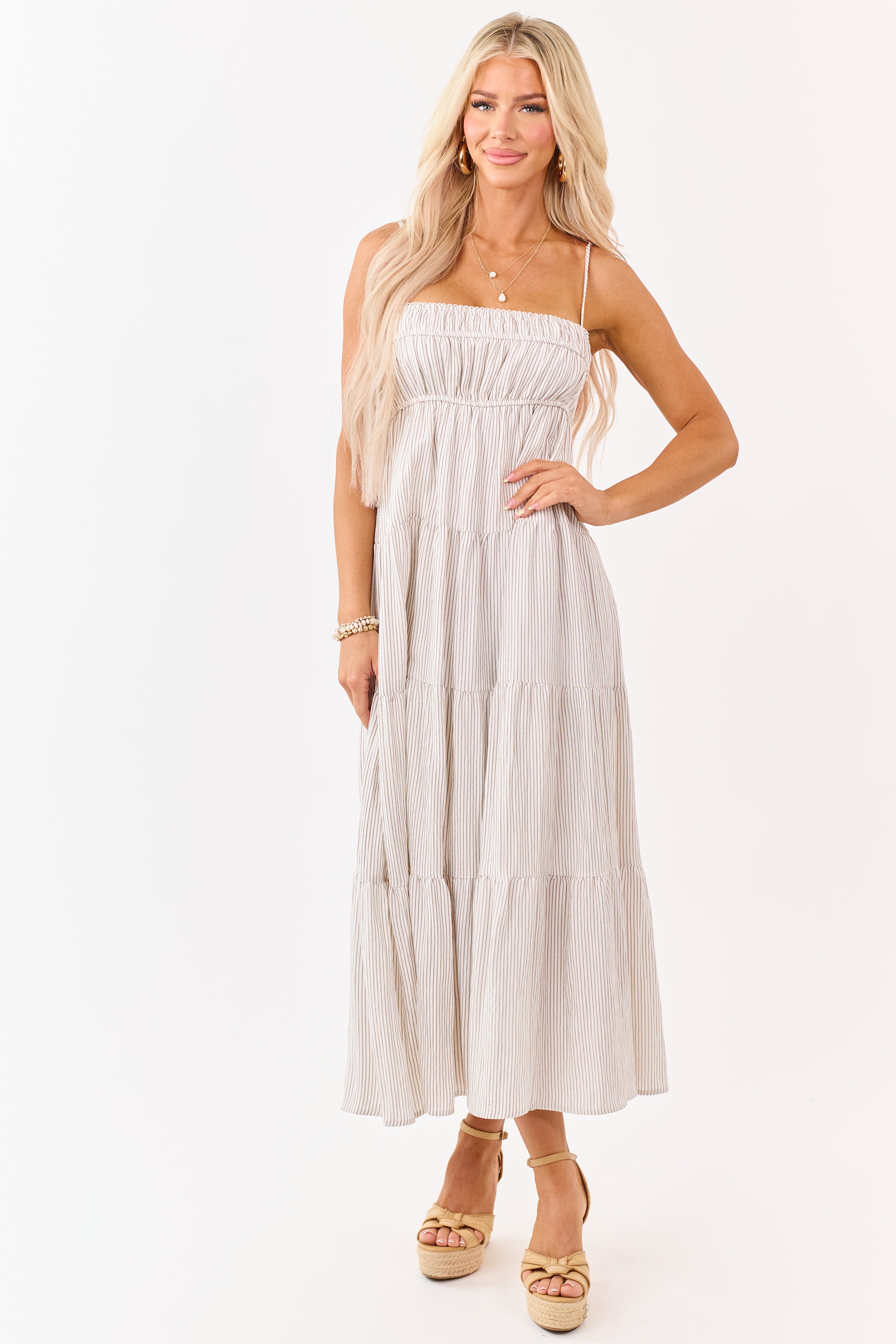 babydoll dress midi Tiered Tie-Front Midi Babydoll Dress