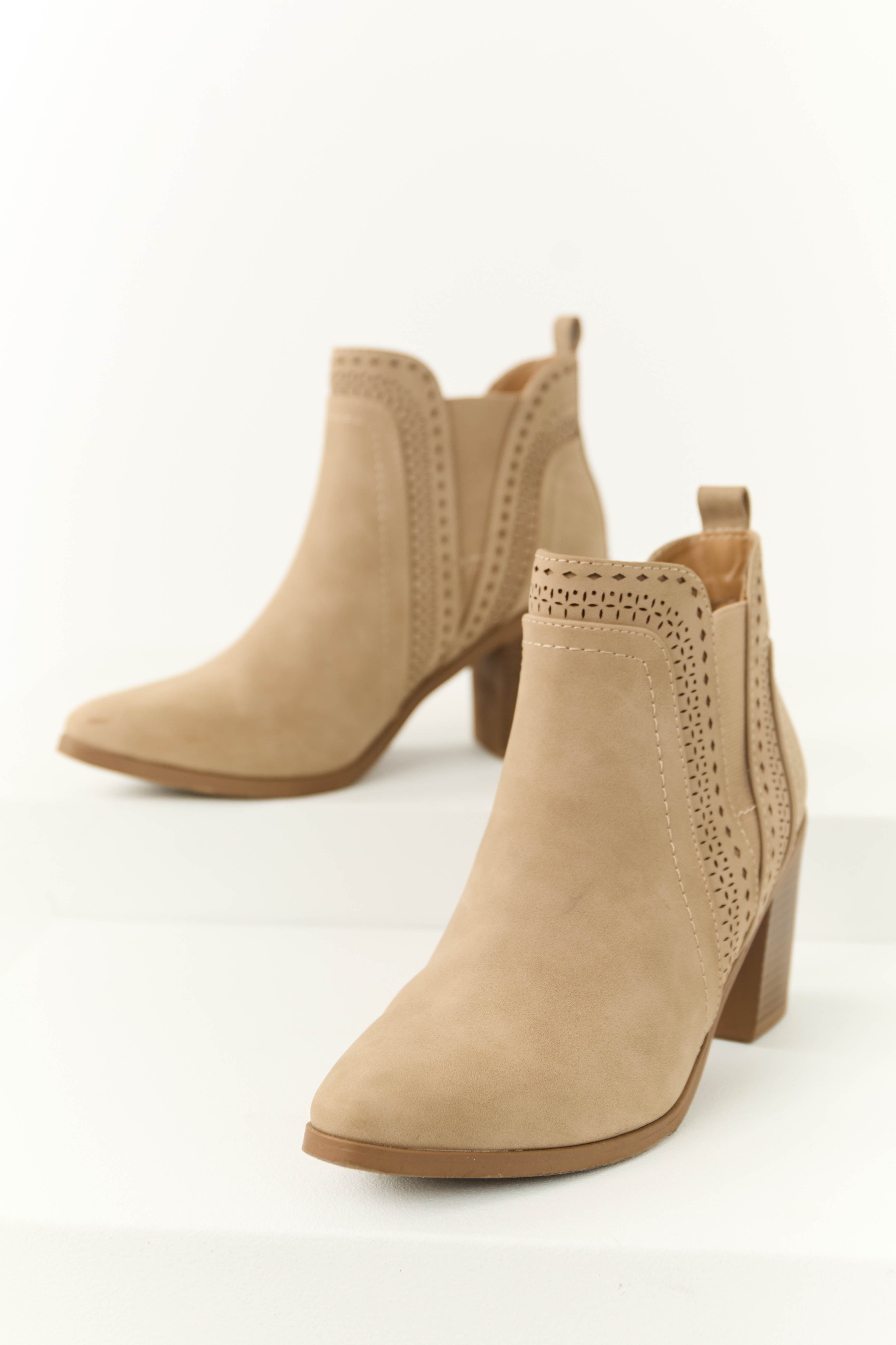 Latte Block Square Heel Ankle Booties | Lime Lush Boutique