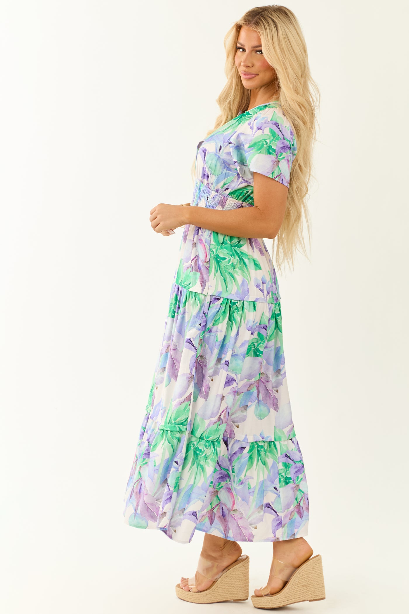 Lavender Floral Print Short Sleeve Maxi Dress | Lime Lush Boutique Lavender Floral Print Short Sleeve Maxi Dress | Lime Lush Boutique