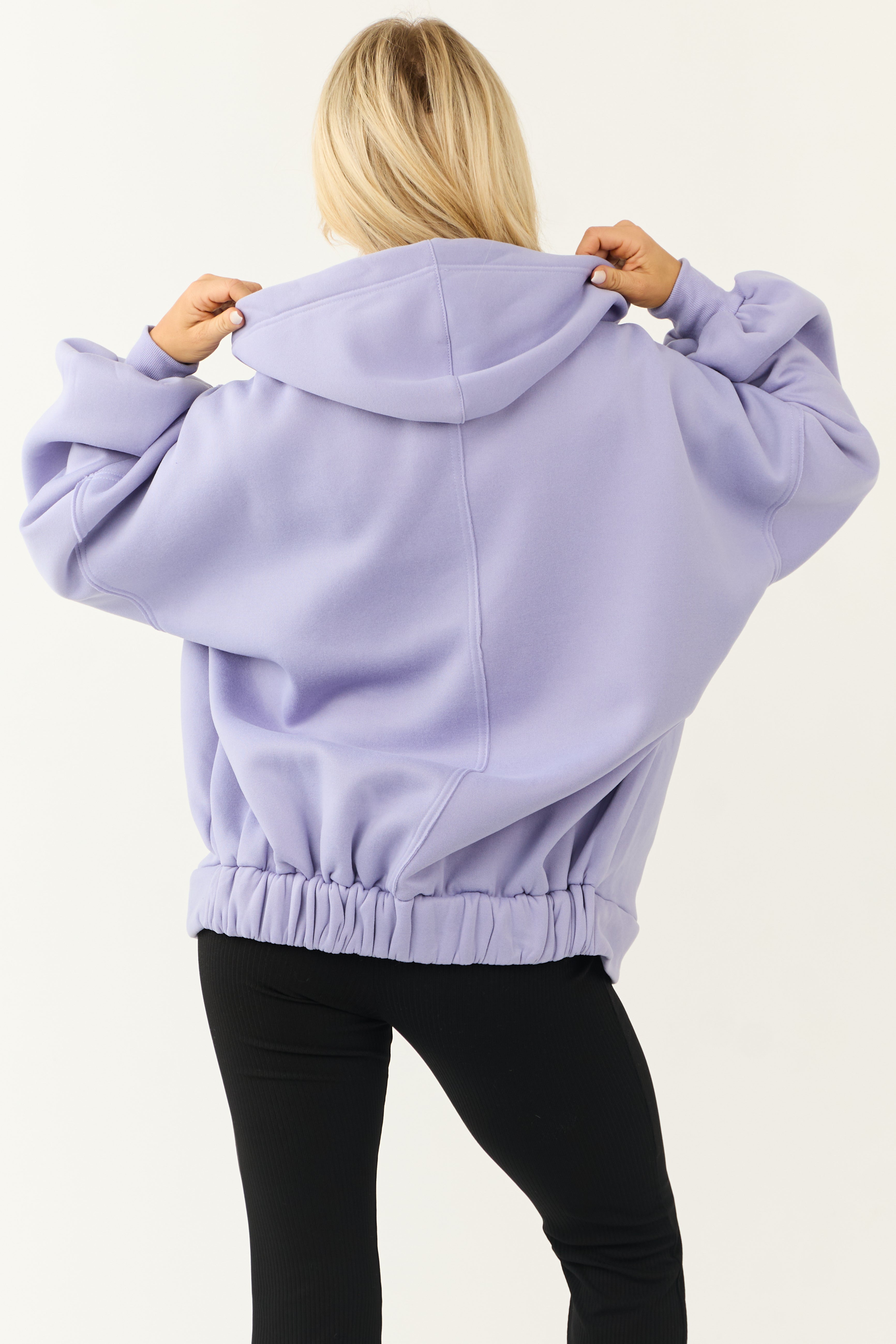 Lavender Oversized Zip Up Hooded Jacket