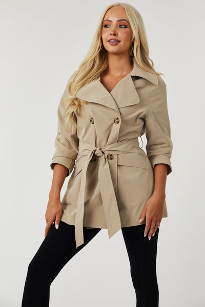 Lex Khaki Short Trench Coat
