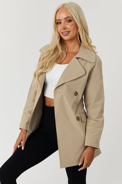 Lex Khaki Short Trench Coat