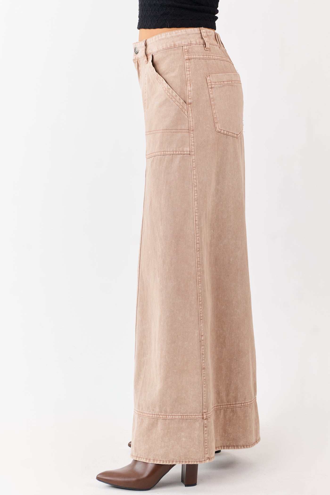 Light Chestnut Washed Palazzo Carpenter Denim Pants