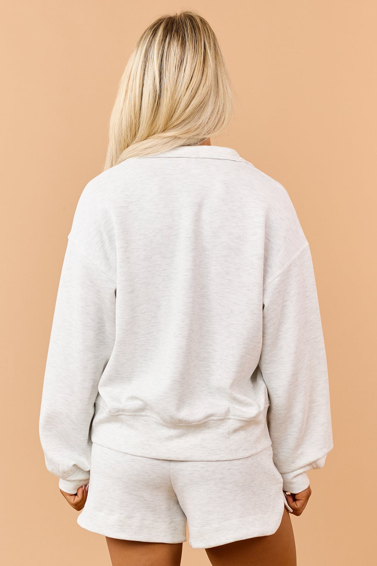 Light Heather Grey Half Zip Modal Scuba Pullover