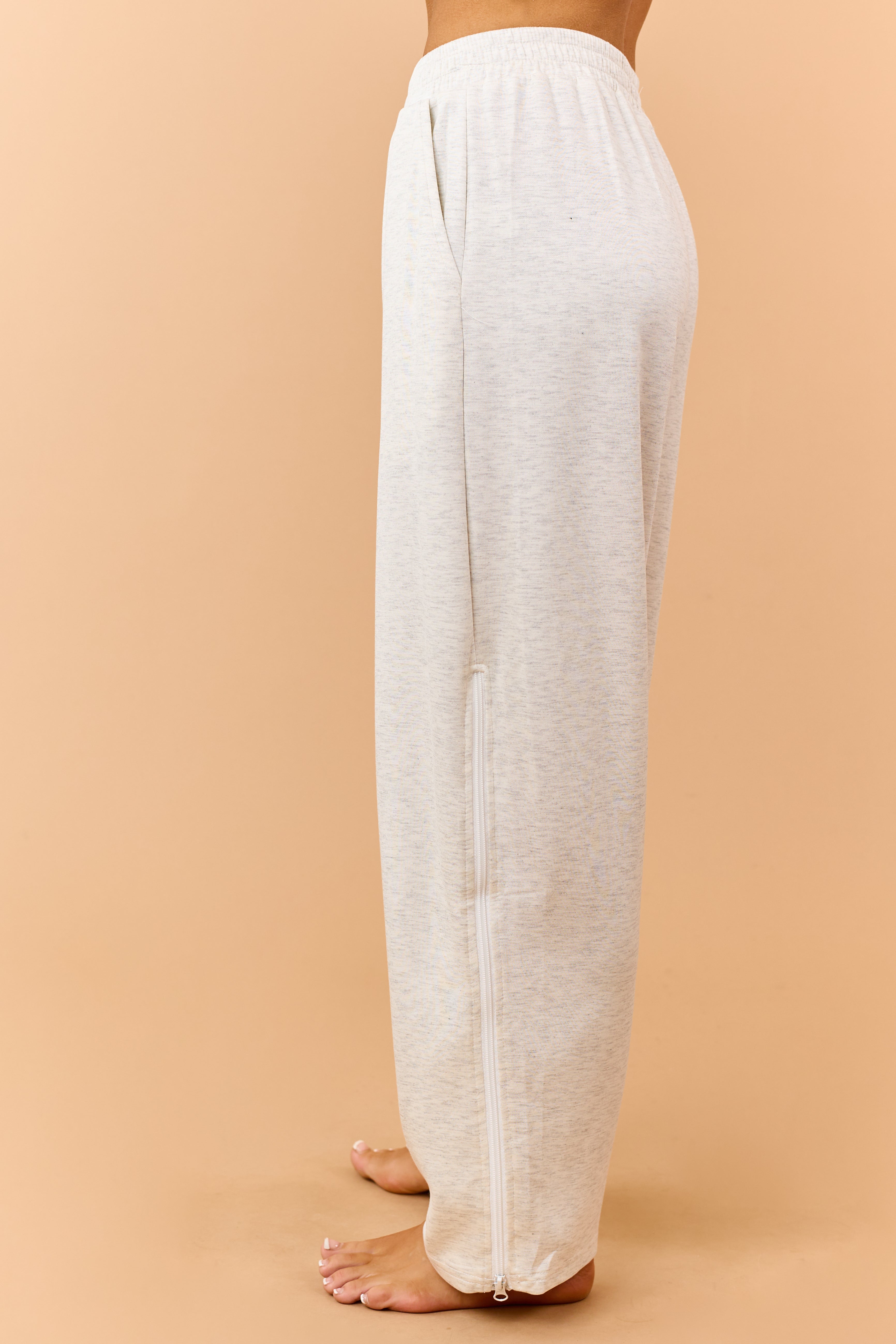 Light Heather Grey Lace Knit Tank and Pants Set