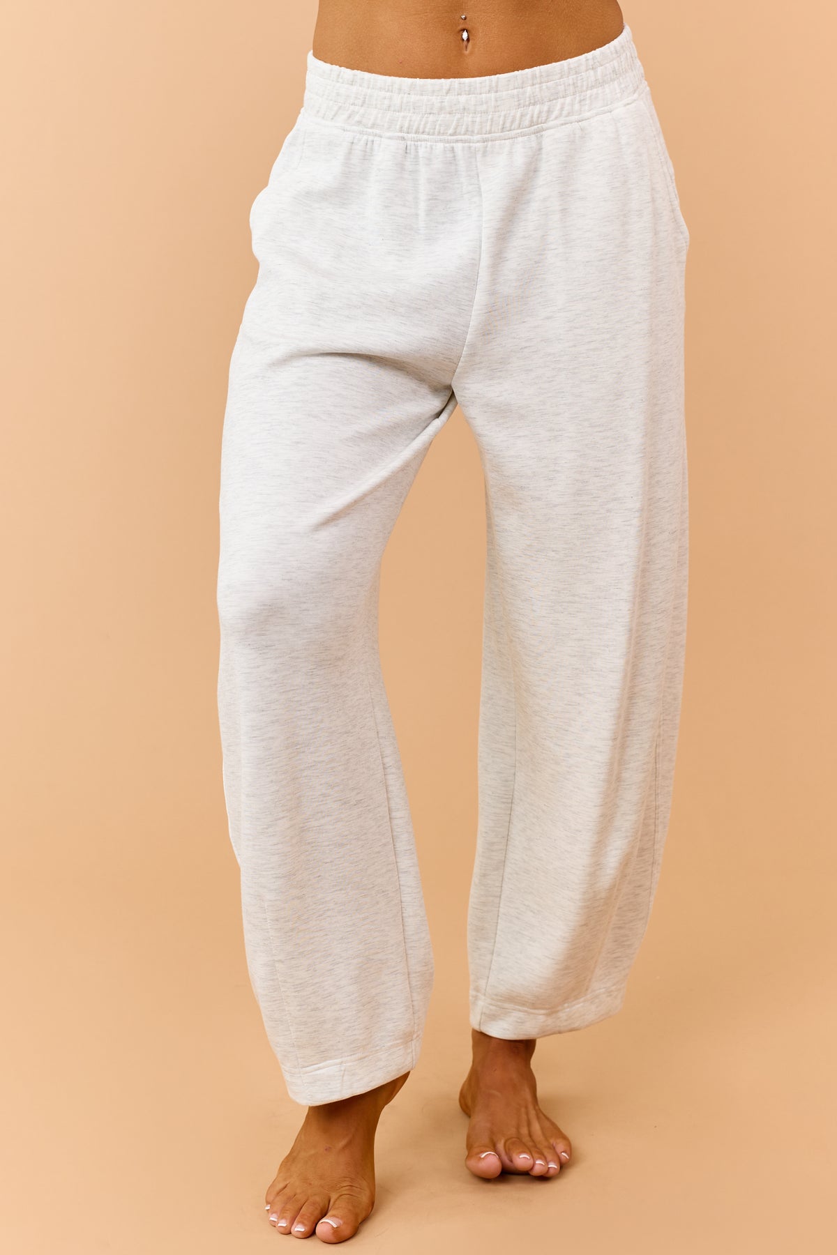 Light Heather Grey Modal Scuba Knit Barrel Sweatpants