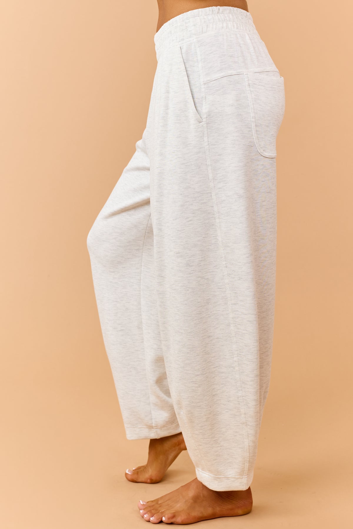 Light Heather Grey Modal Scuba Knit Barrel Sweatpants