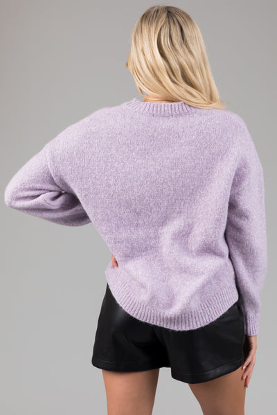 Light Iris Long Puff Sleeve Knit Sweater