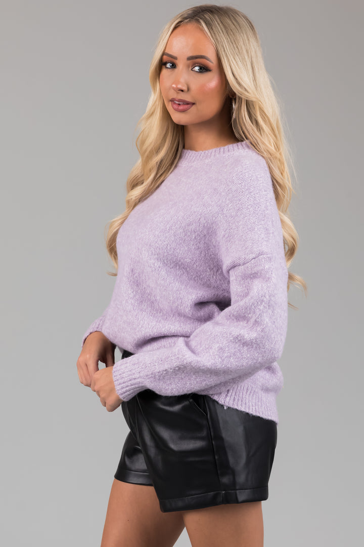 Light Iris Long Puff Sleeve Knit Sweater