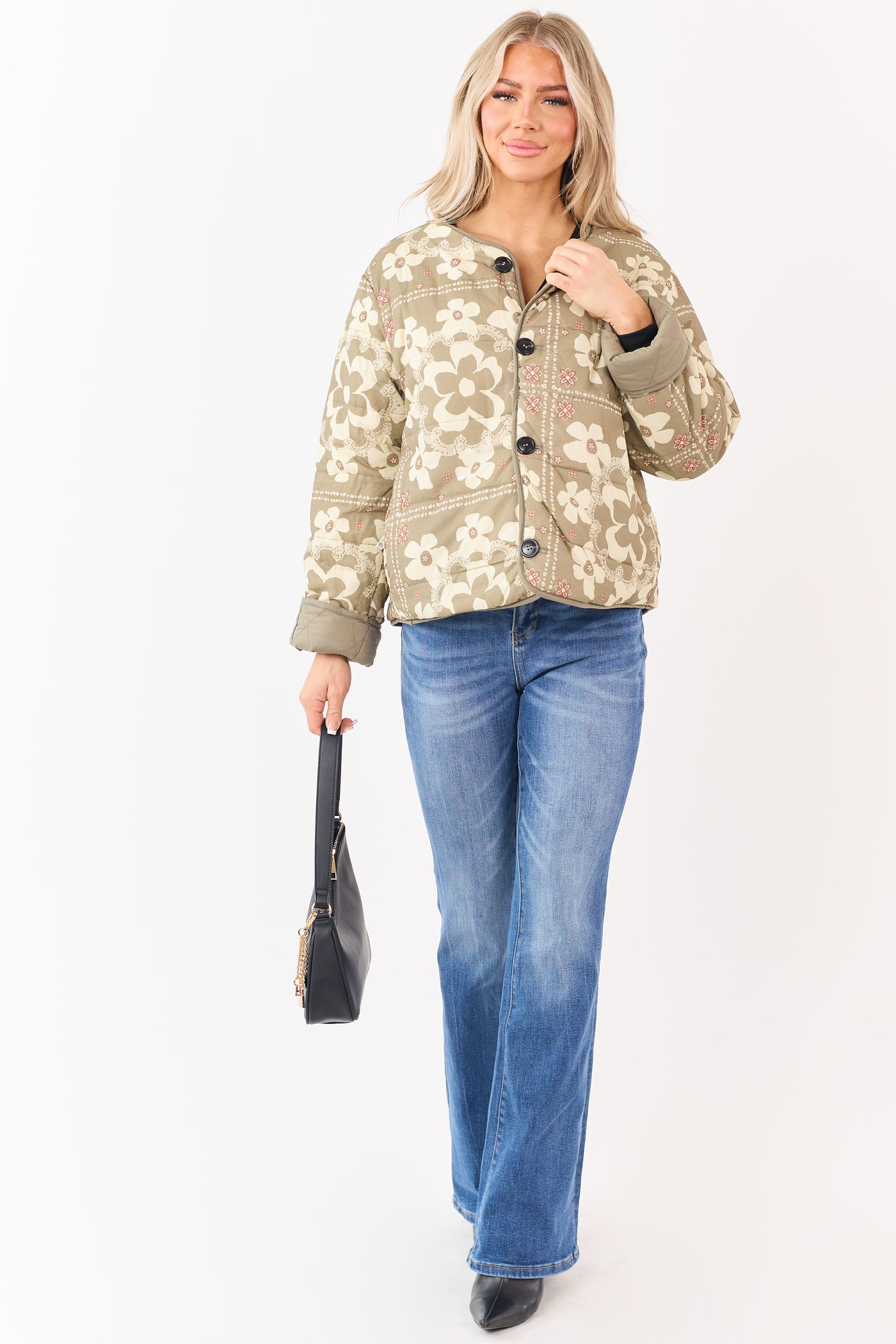 Light Olive Reversible Quilted Cotton Jacket