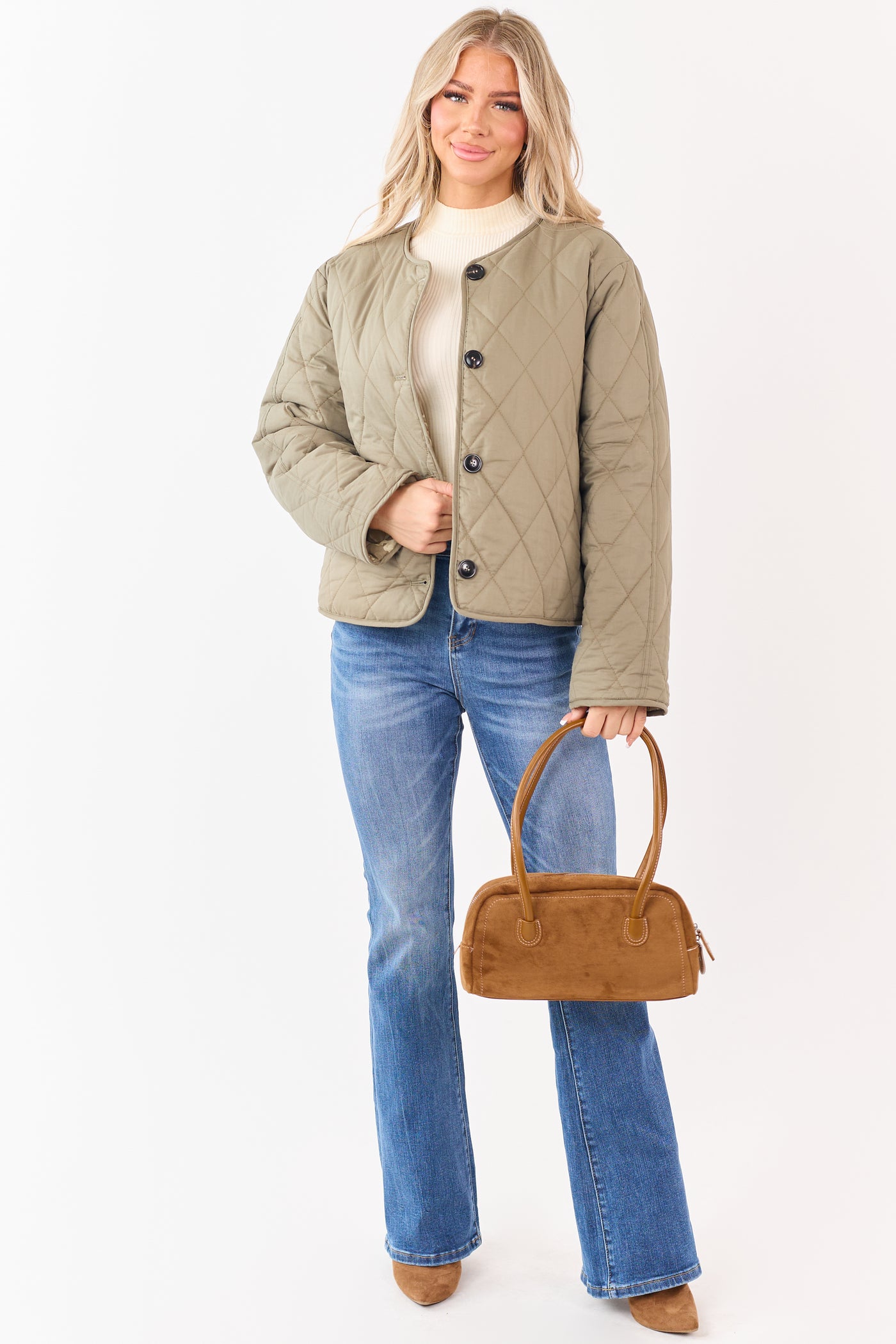 Light Olive Reversible Quilted Cotton Jacket