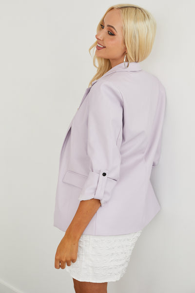 Light Orchid Roll Up Sleeve Collared Blazer