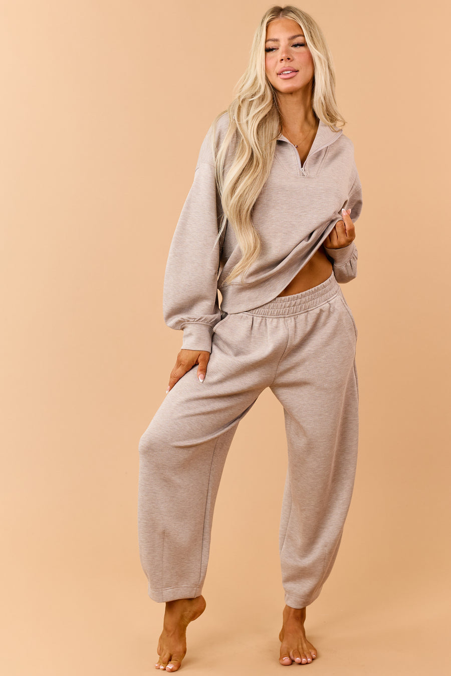 Dark Latte Modal Scuba Knit Barrel Sweatpants