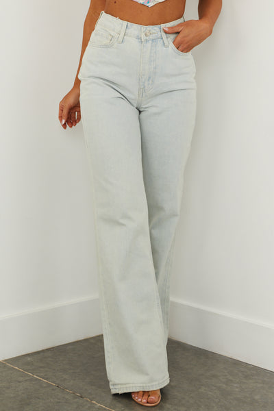 Light Wash 90s Vintage High Rise Wide Leg Jeans