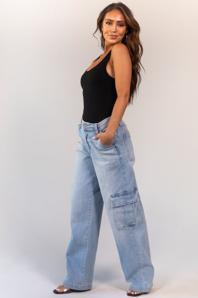 Light Wash Vintage Relaxed Cargo Jeans